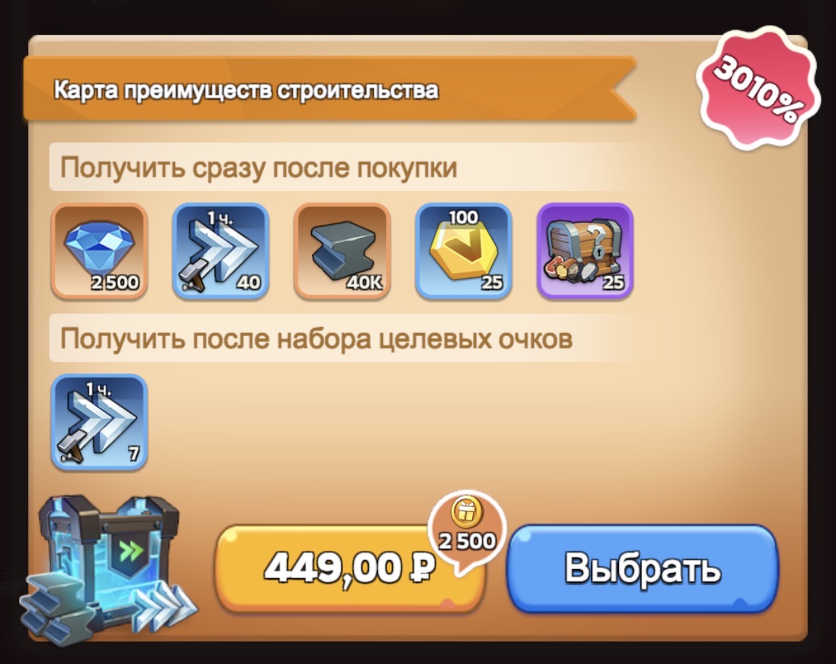 Карта преимуществ строительства