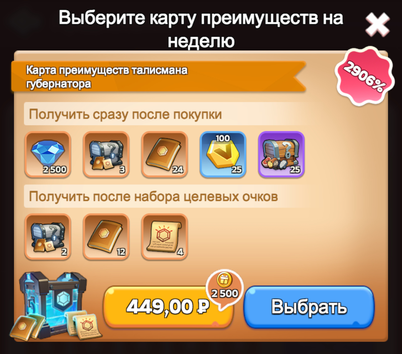 Карта преимуществ талисмана губернатора